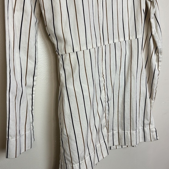 Zara Cotton Poplin Striped Bow Long Sleeve Tunic Top - Picture 13 of 15